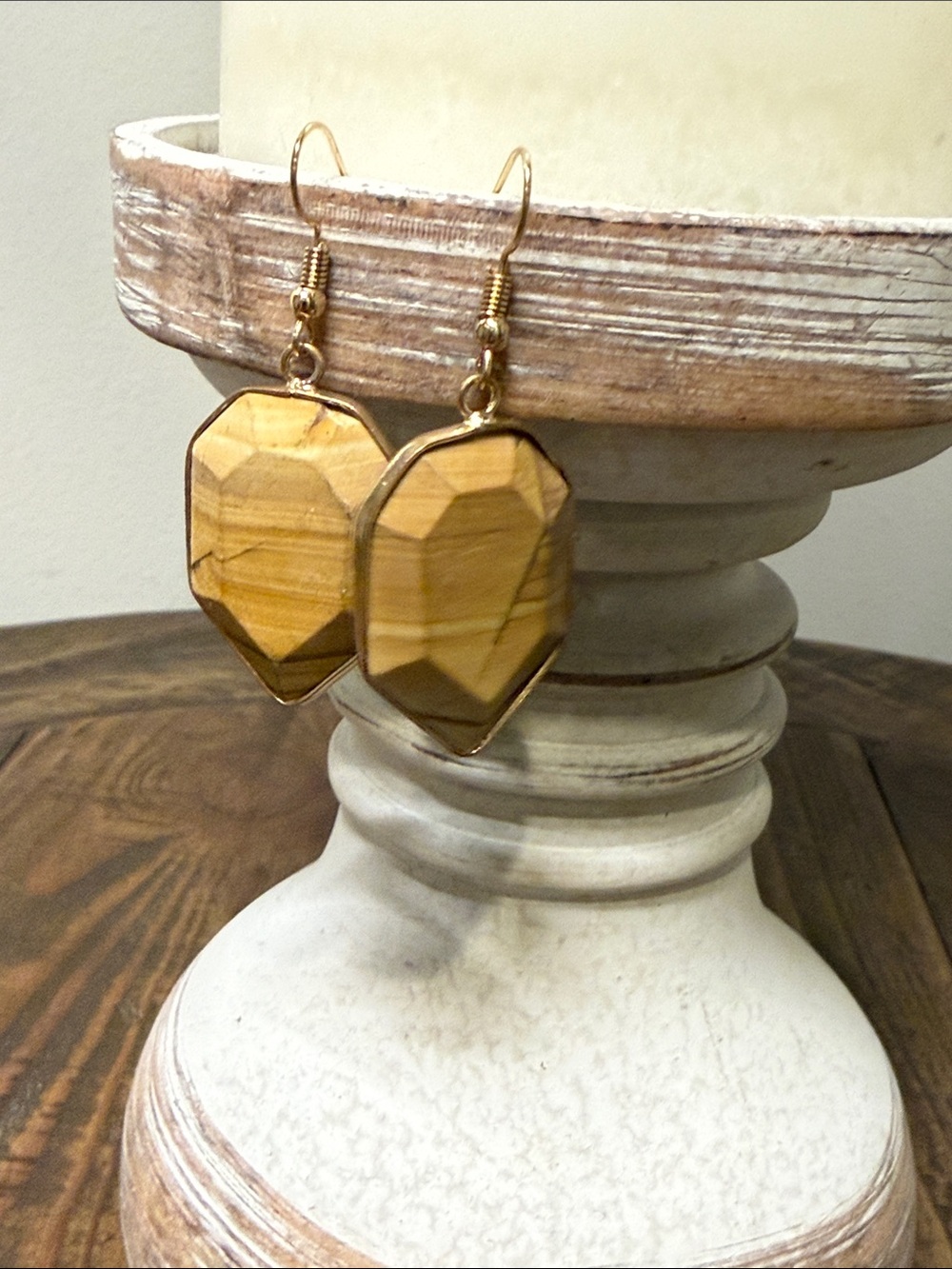 Gold-Tone Honey Stone Drop Earrings - Women Jewelry